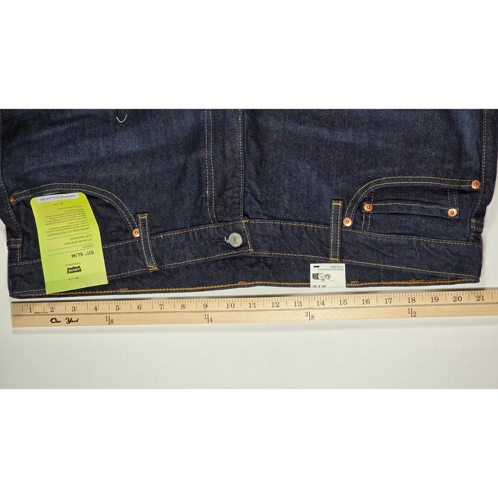Levis 511‎ Slim Fit Stretch Jeans Men's 42x32 Dark Indigo Blue NEW